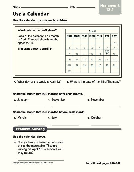 Use a Calendar Worksheet