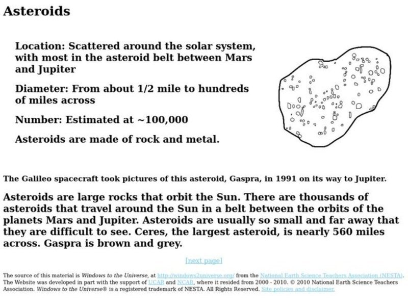 Asteroids Handout