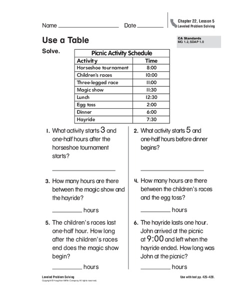 Use a Table Worksheet