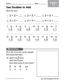 Use Doubles to Add Worksheet