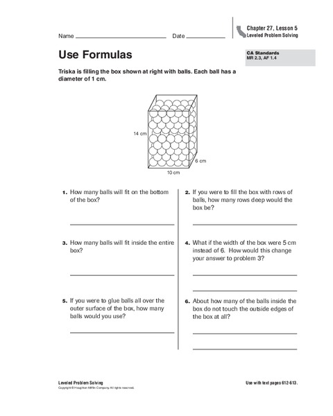 Use Formulas Worksheet
