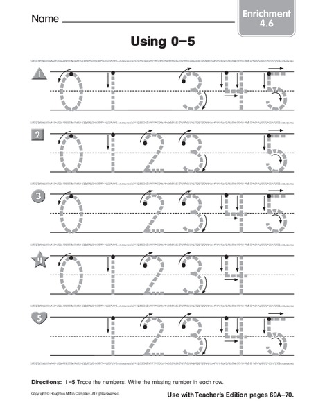 Using 0-5 Worksheet