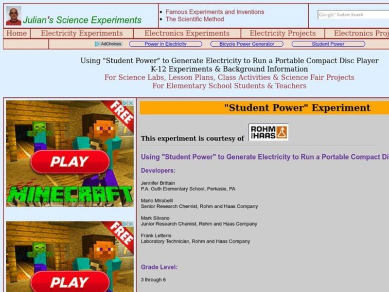 Using "Student Power" to Generate Electricity to Run a Portable Compact Disc Player Lesson Plan