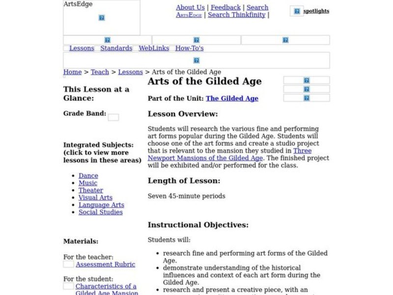 Arts of the Gilded Age Worksheet