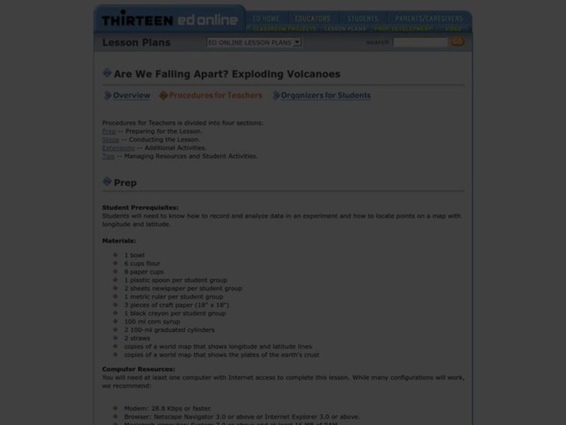 Are We Falling Apart? Exploding Volcanoes Lesson Plan