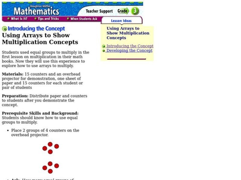 Using Arrays to Show Multiplication Concepts Lesson Plan