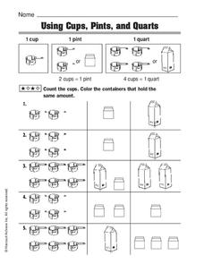 Using Cups, Pints, and Quarts Worksheet