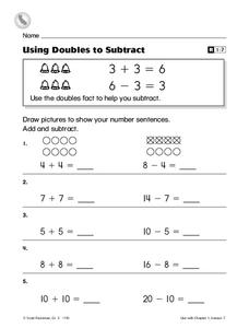 Using Doubles To Subtract Worksheet