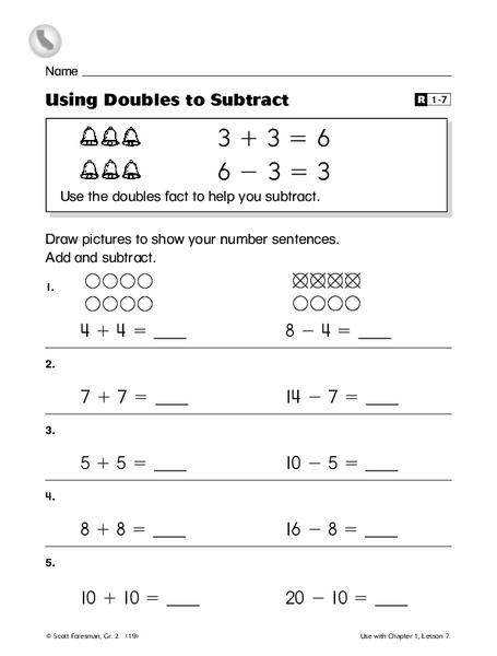 Using Doubles To Subtract Worksheet