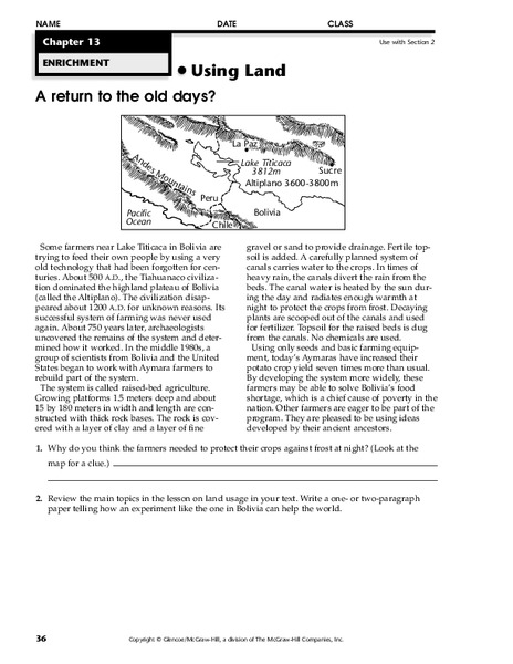 Using Land Worksheet