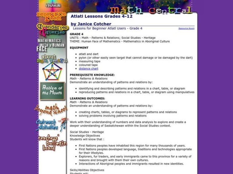 Atlatl Lessons Lesson Plan