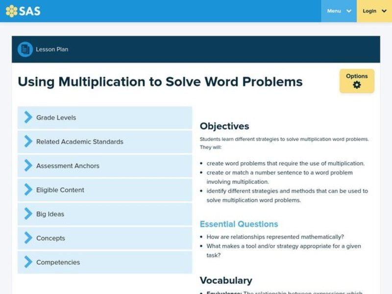 Using Multiplication to Solve Word Problems Lesson Plan