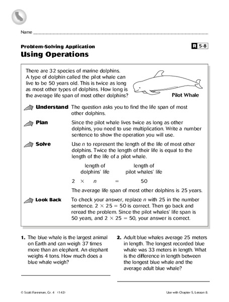 Using Operations Worksheet