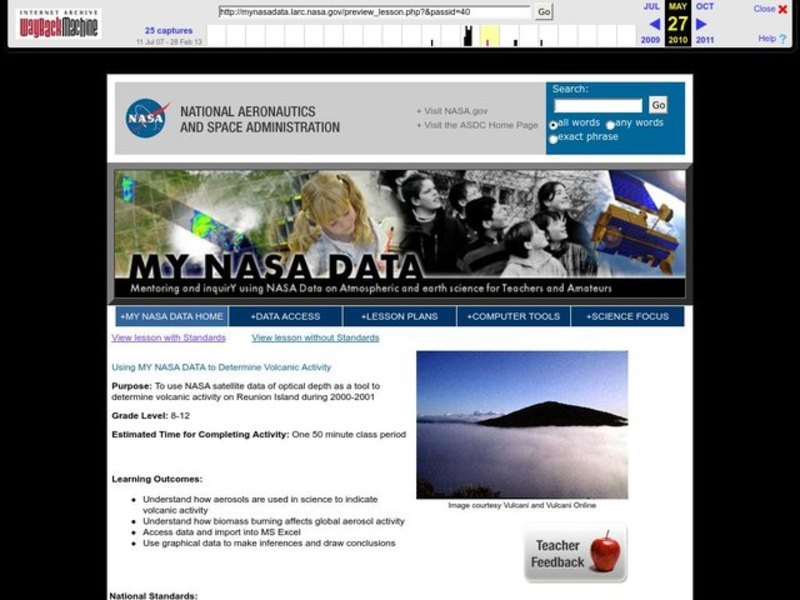 Using My Nasa Data To Determine Volcanic Activity Lesson Plan