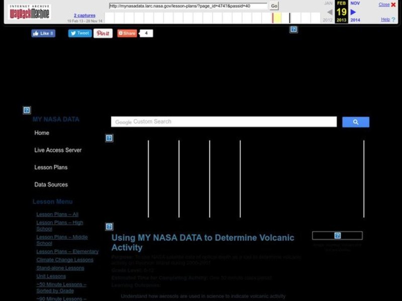 Using MY NASA DATA to Determine Volcanic Activity Lesson Plan