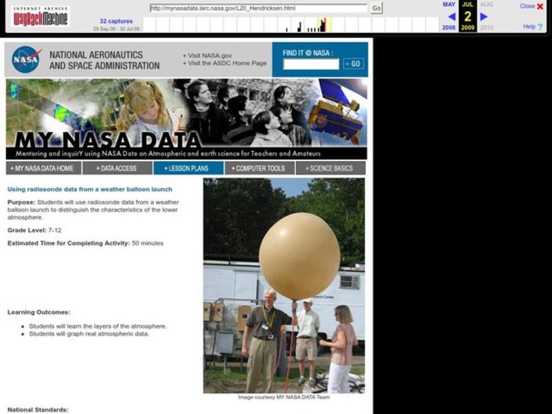 Using Radiosonde Data From a Weather Balloon Launch Lesson Plan