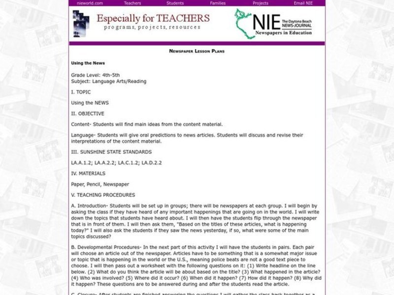 Using the News Lesson Plan