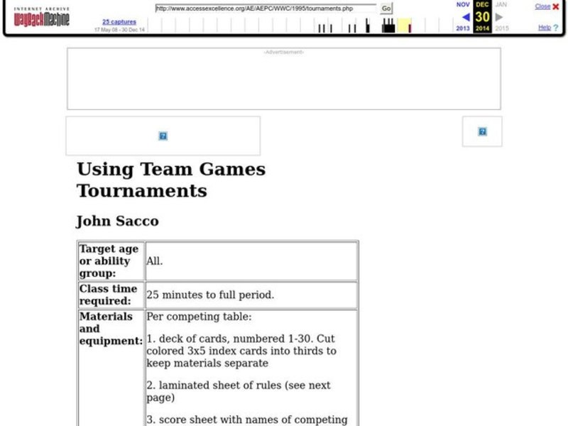 Using Team Games Tournaments Lesson Plan