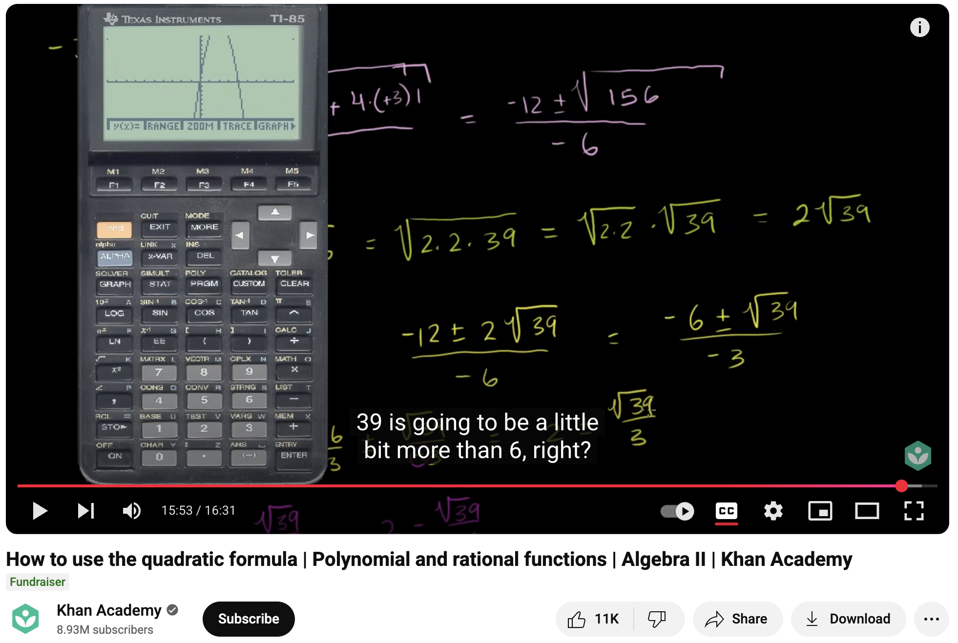 How to Use the Quadratic Formula, Polynomial and Rational Functions, Algebra II Instructional Video