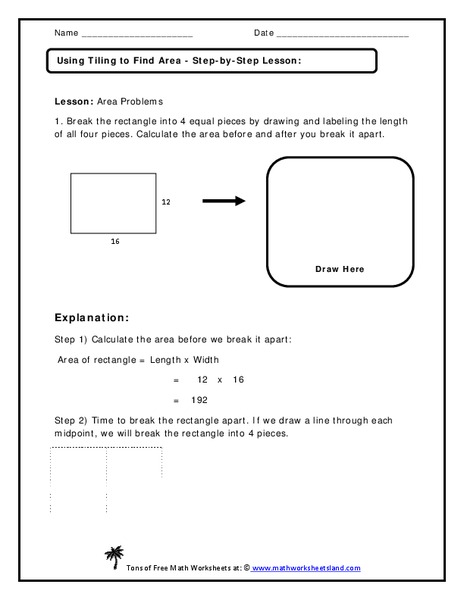Using Tiling to Find Area Worksheet