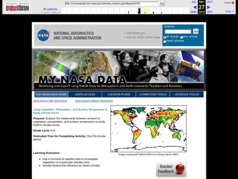 Using Vegetation, Precipitation, and Surface Temperature to Study Climate Zones Lesson Plan