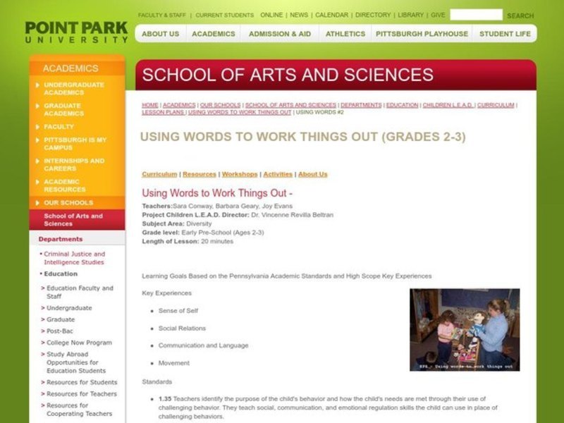 Using Words to Work Things Out Lesson Plan