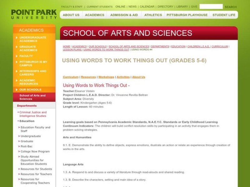 Using Words to Work Things Out Lesson Plan
