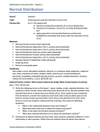 Normal Distributions Lesson Plan