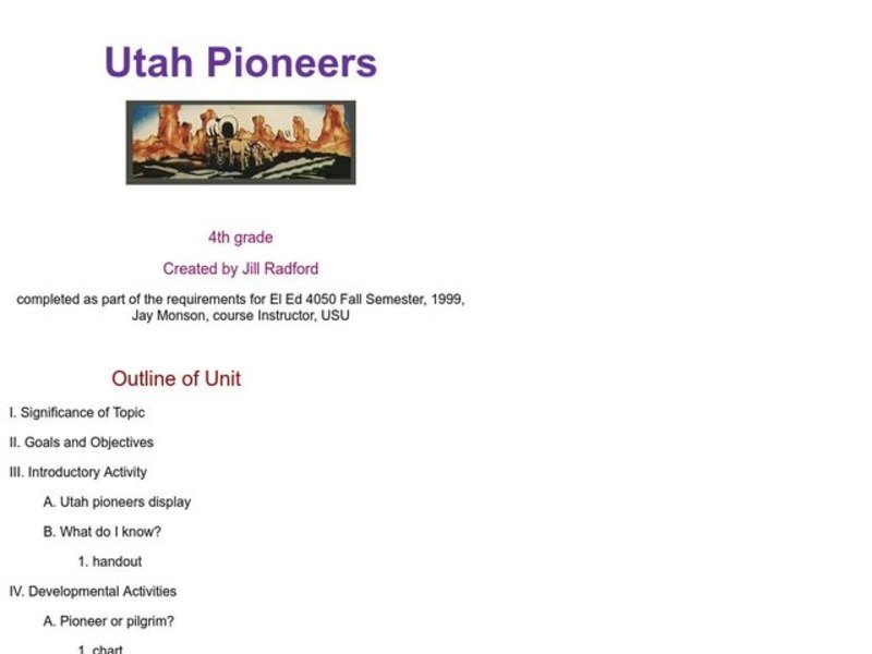 Utah Pioneers Lesson Plan