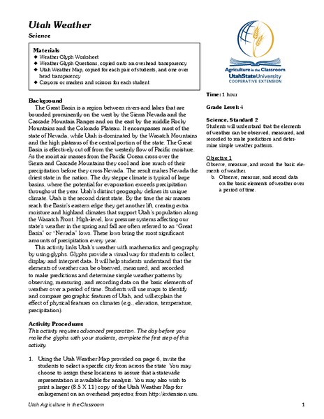 Utah Weather Lesson Plan