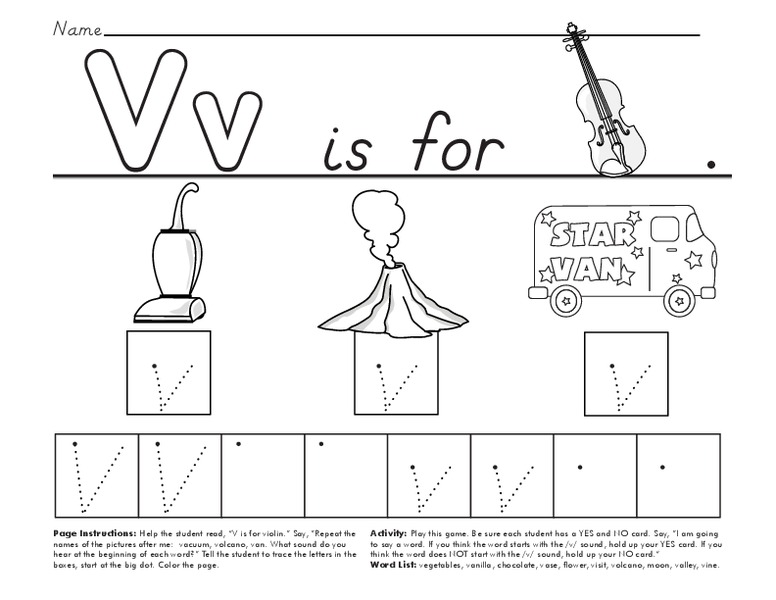 Vv is for Violin Worksheet