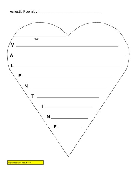 Valentine's Day Acrostic Poem Worksheet