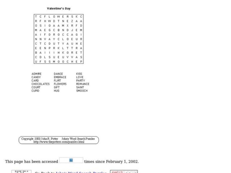 Valentine's Day Worksheet