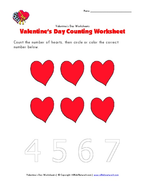 Valentine's Day Counting Worksheet