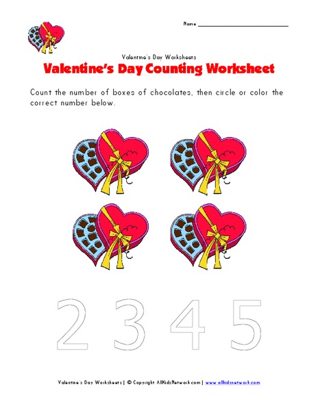 Valentine's Day Counting Worksheet