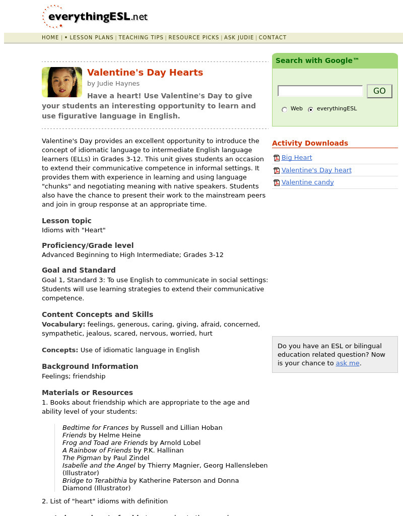 Valentine's Day Hearts Lesson Plan