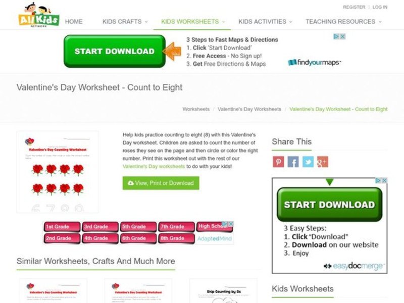 Valentine's Day Counting Worksheet