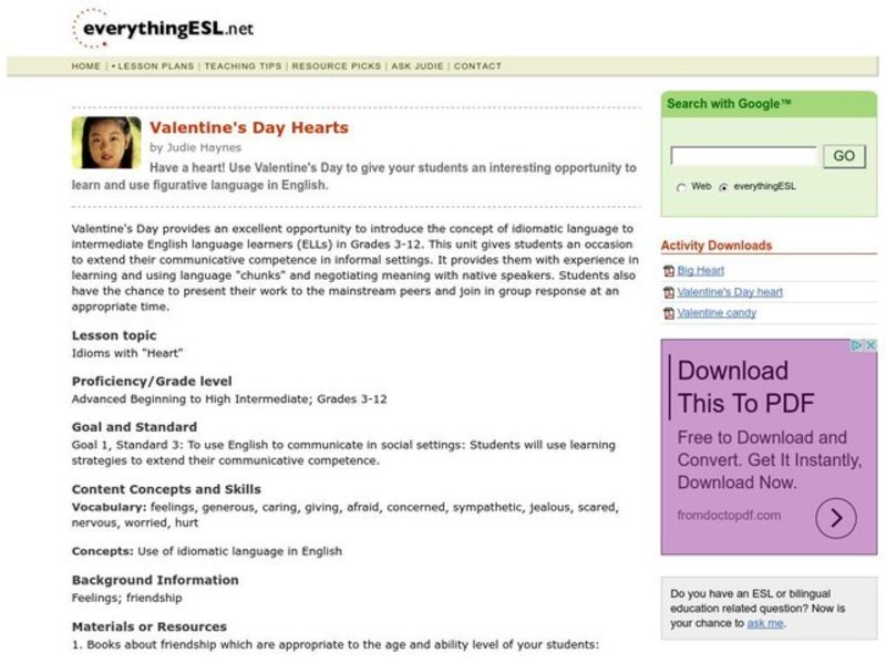 Valentine's Day hearts Lesson Plan