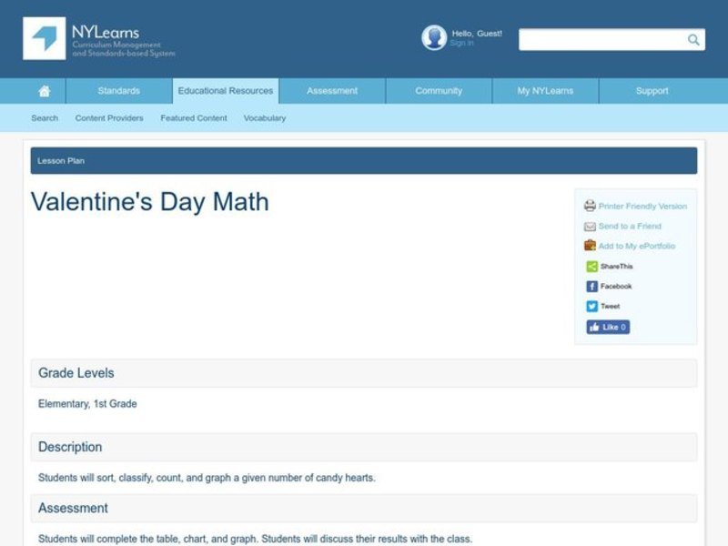 Valentine's Day Math Lesson Plan