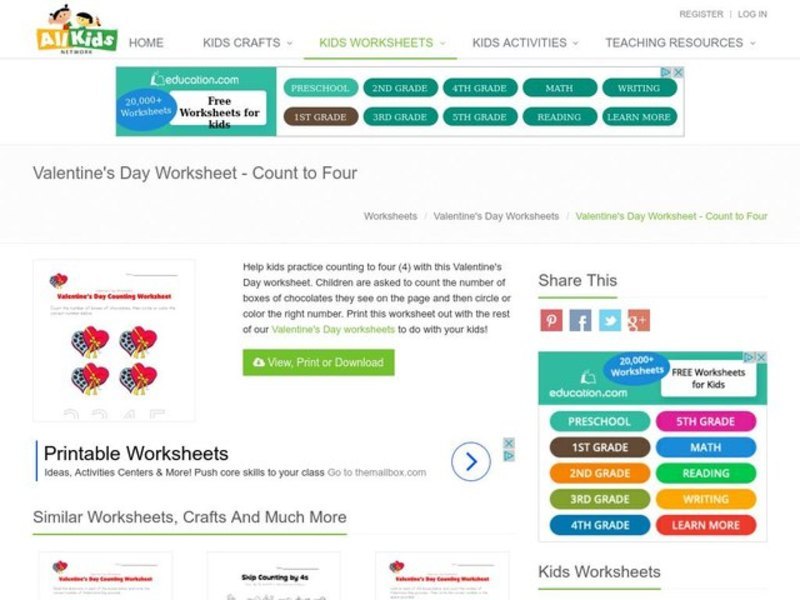 Valentine's Day Counting Worksheet