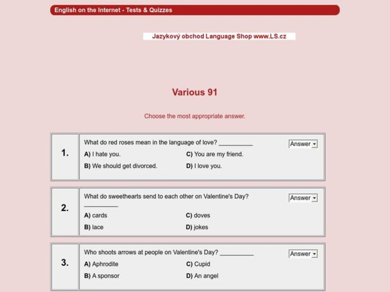 Valentine's Day Quiz Interactive