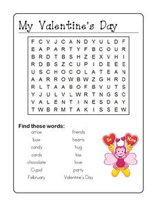 Valentine's Day word search Worksheet