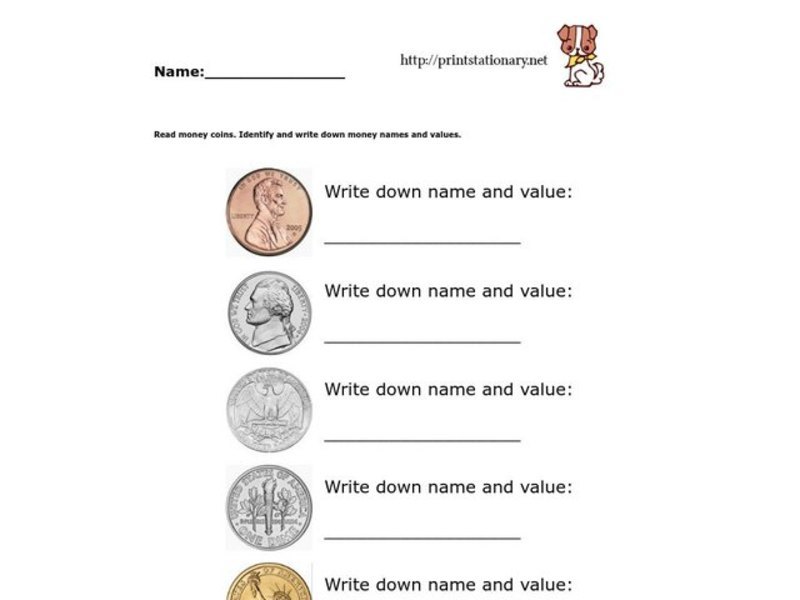 Value of Coins Worksheet