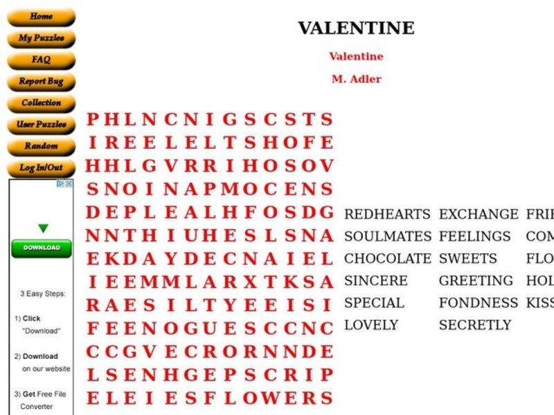 Valentine Worksheet