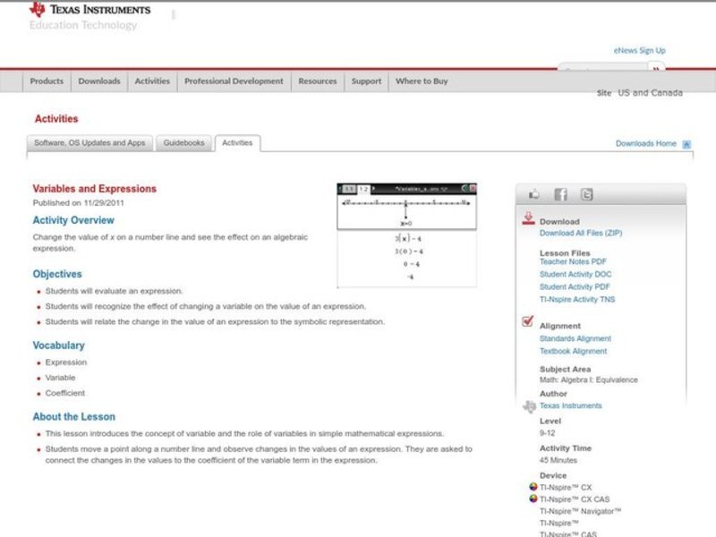 Variables and Expressions Lesson Plan