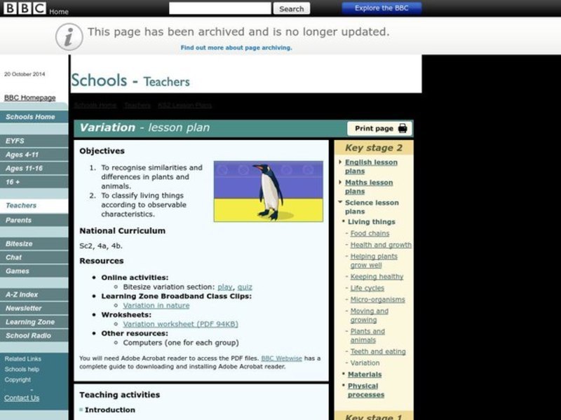 Variation Lesson Plan