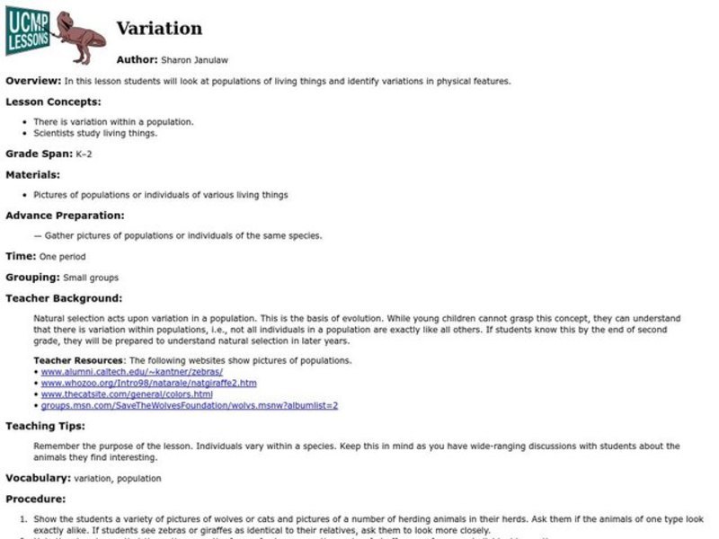 Variations Lesson Plan