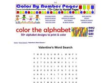 Valentine's Word Search Worksheet