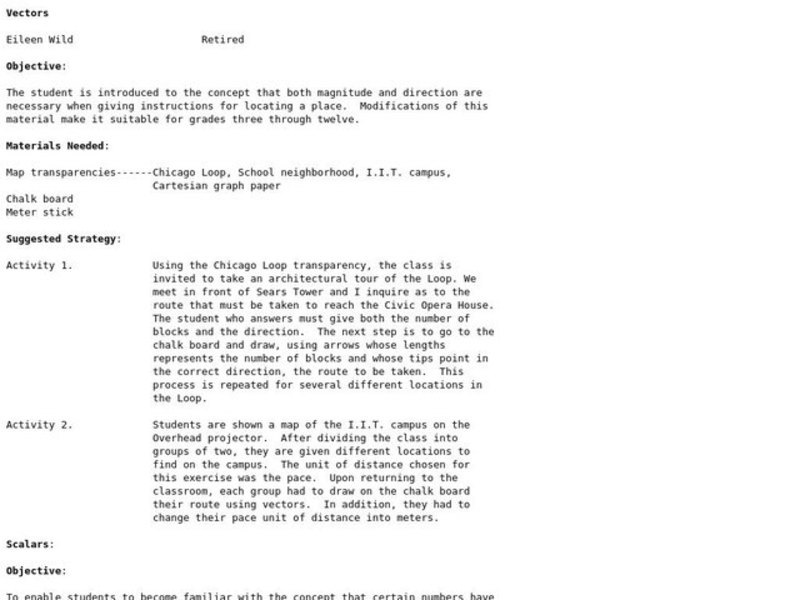 Vectors Lesson Plan