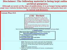 Vectors Lesson Plan